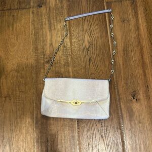 Coach Madison clutch w chain cream lizard leather